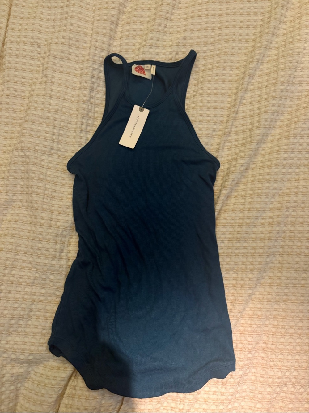 NWT Anthropologie Lilka Teal Ribbed High-Neck Tank Top - Picture 4 of 11